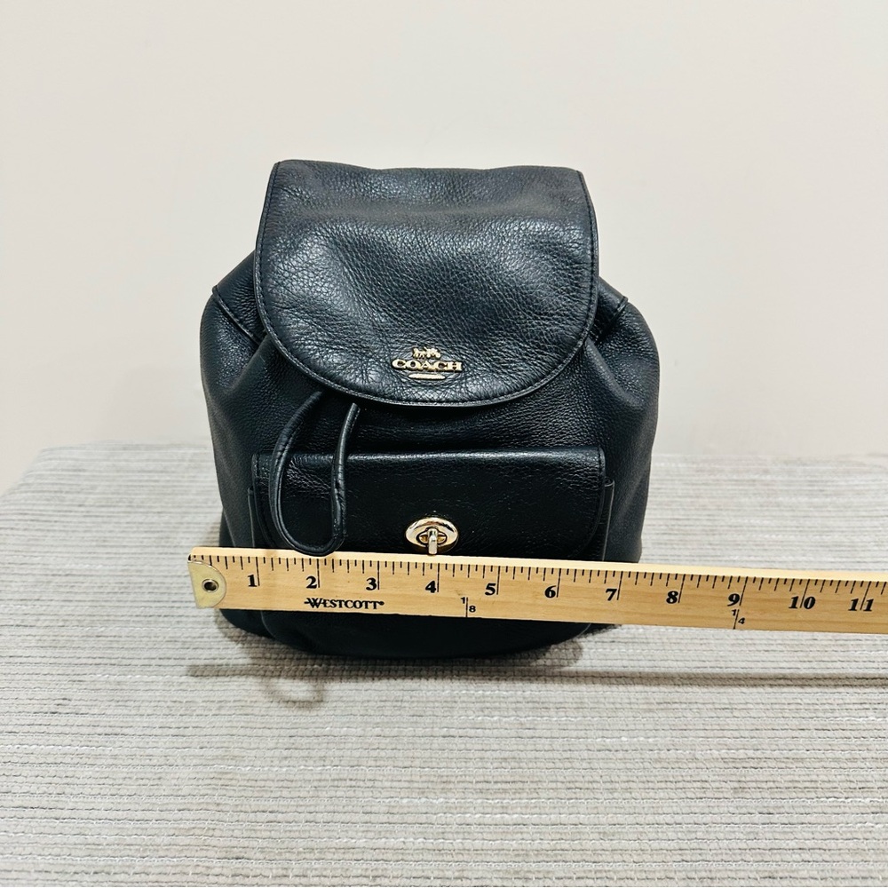 COACH Mini Billie Backpack Pebble Leather Black Ladies Genuine‎ Leather Bag - Picture 2 of 13